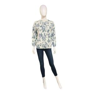 Jamie Scott White Floral Knit Sweater, M